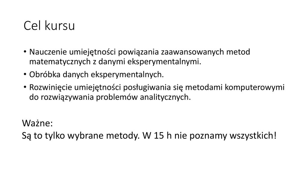 Metody Matematyczne W Planowaniu I Analizie Eksperymentu Ppt Pobierz